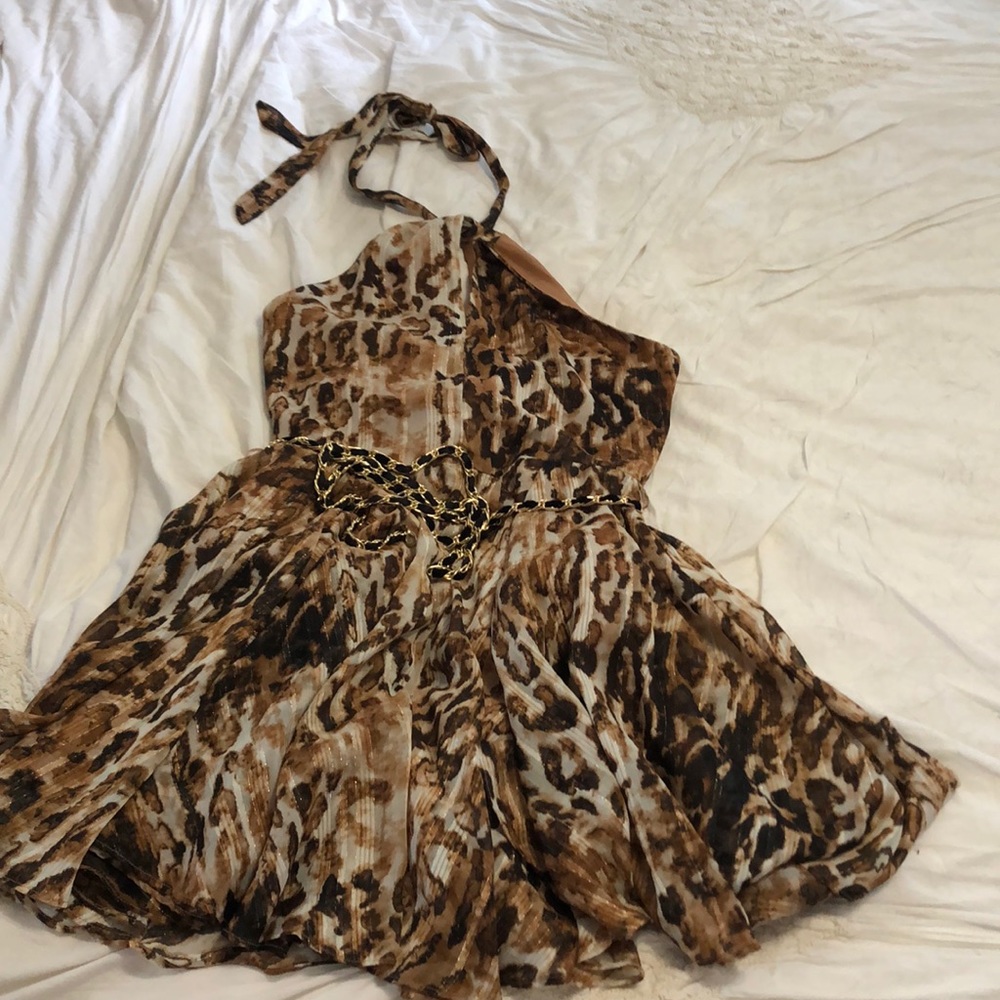 Leopard print halter dress